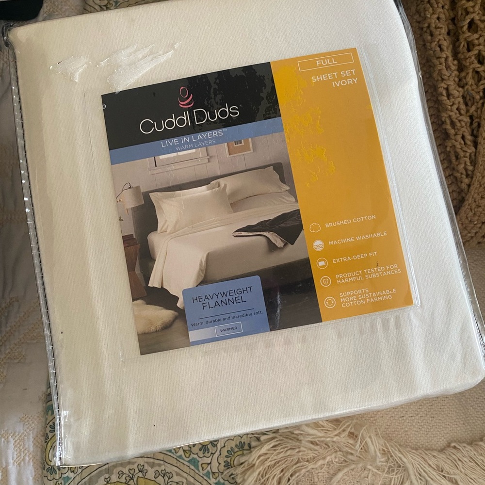 Cuddl Duds Ivory Flannel Sheet Set - Full Size